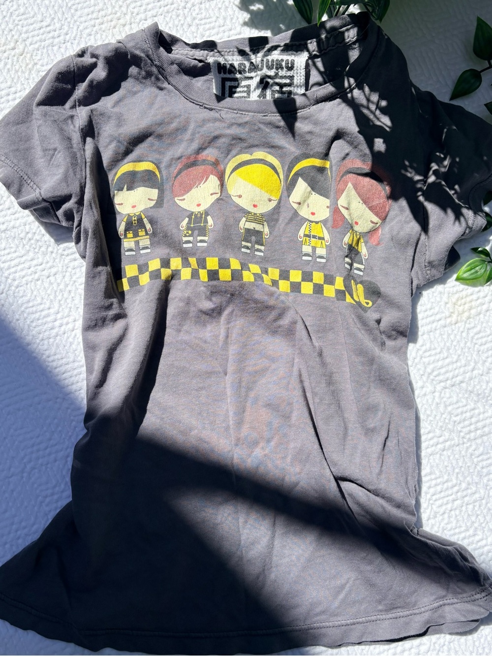 Harajuku Lovers Black Tee with Yellow & Red Character Stripe